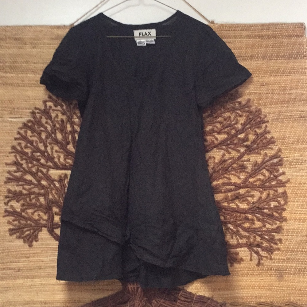 Flax asymmetrical short sleeve top